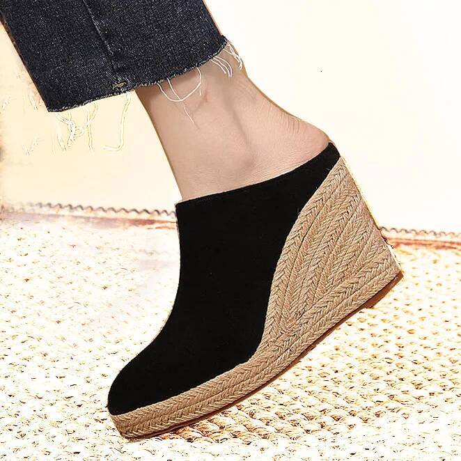 Wedges les Women high heel slipper sandals platform casual outdoor comfortable pumps pointed toe shoes ddmythur