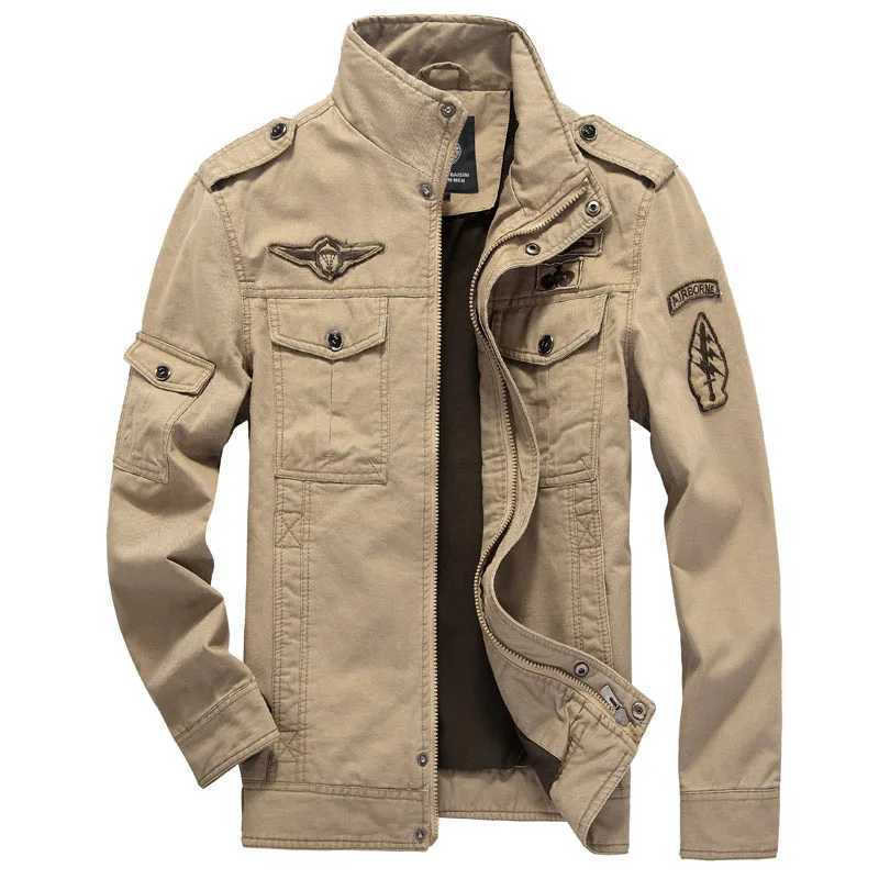 Highquality mens military jacket 2023 new multipocket collar embroidered sleeve pilot tooling plus size cotton jacket men Z251024