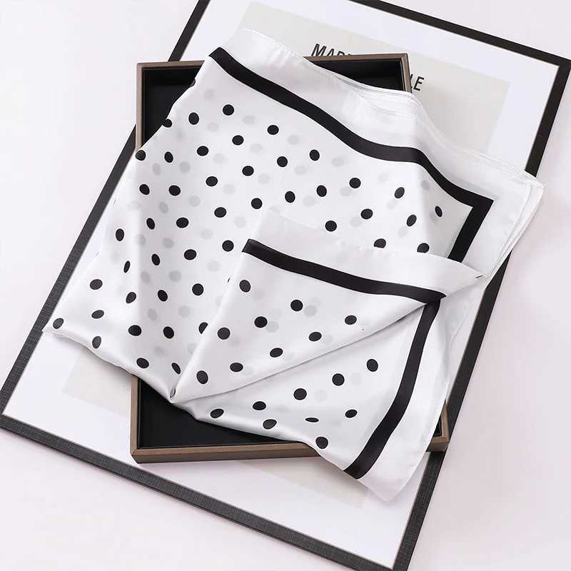 1pcs 70cm Fresh Polka Dot Printed Silk Scarf for Wen Imitation Silk Simple and Elegant Heaear Clothing Square Scarf Y251024