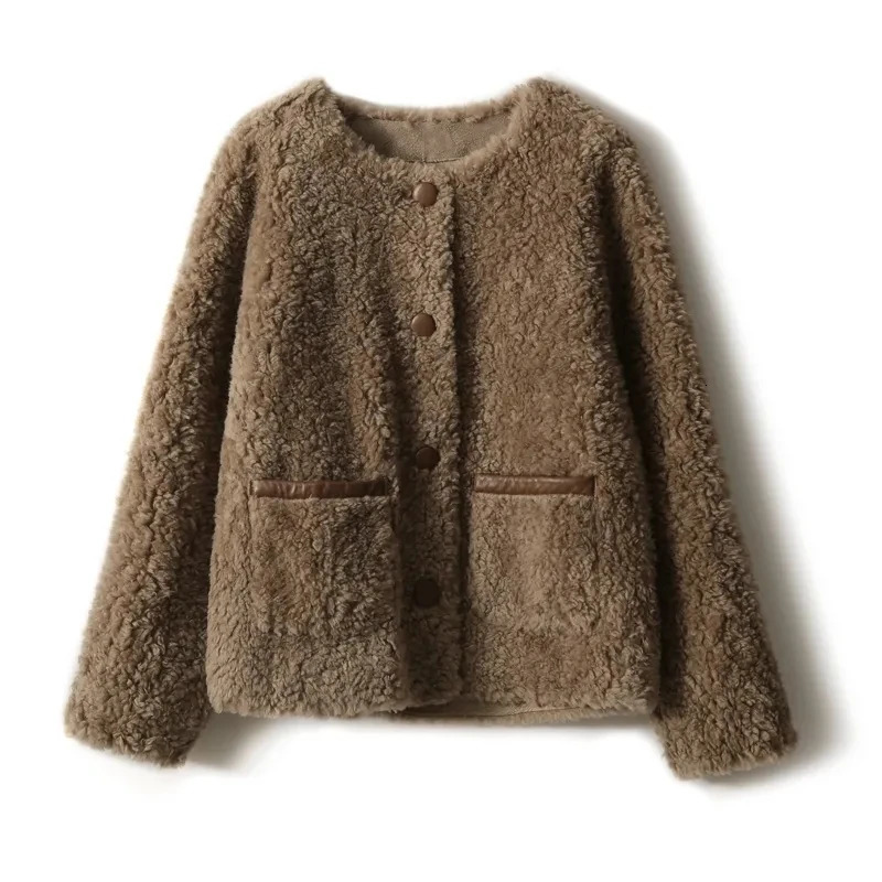 Autumn Winter Casual Warm Granular Fleece Short Coat For Women Fashion Lamb Wool Jacket Ladies Outwear Tops 251021