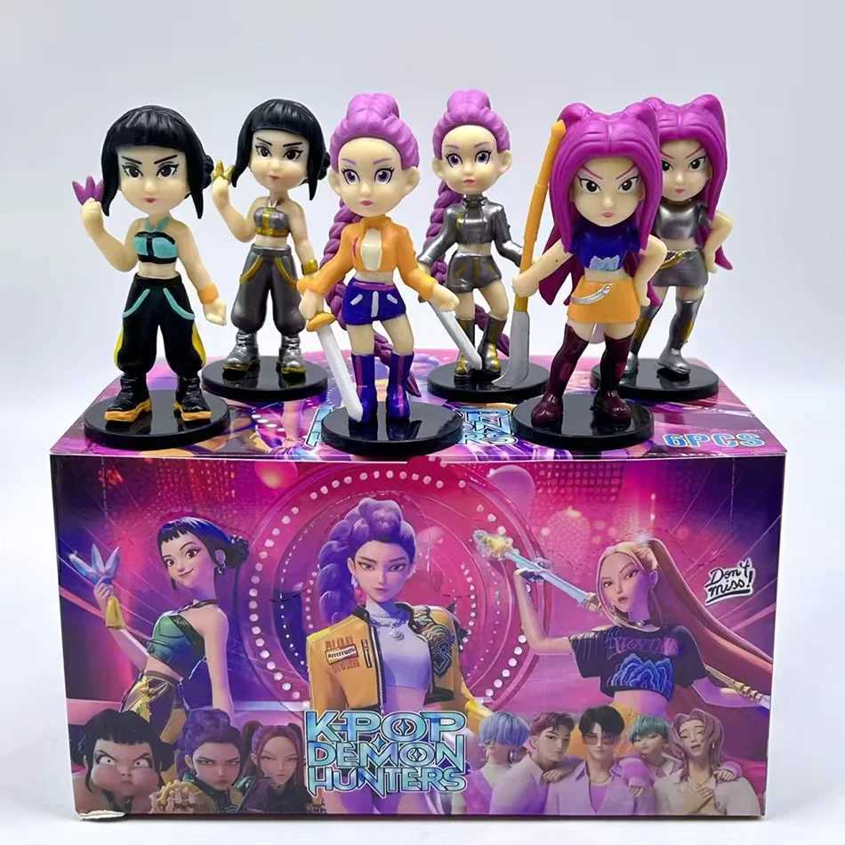 6pcsSet Kpop Demon Hunters Action Figure Toy Derpys Tiger Rumi Mira Zoey Sussy Figurine Doll For Fans Gift 2026 Christmas Gift J251024
