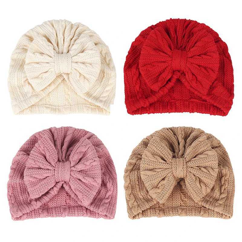 Autumn Winter Baby Turban Cap Bowknot Newborn Indian Hat 02Year Boy Girl Head Protection Headwrap Kids Beanie Hair AccessoriesL251024