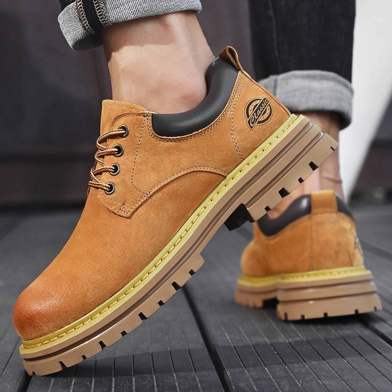 Paul Camel Men's Shoes 2026 New British-Style Footwear Genuine Leather Big Toe Low-Top Work & Casual Leather Martin Shoes for Daily Wear