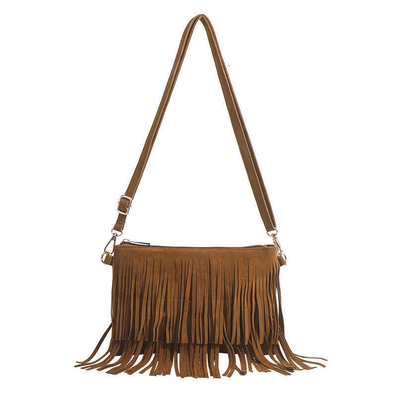 Shenglan Leather American Style New Matte Tassel Saddle Dopamine Outfit Crossbody Bag