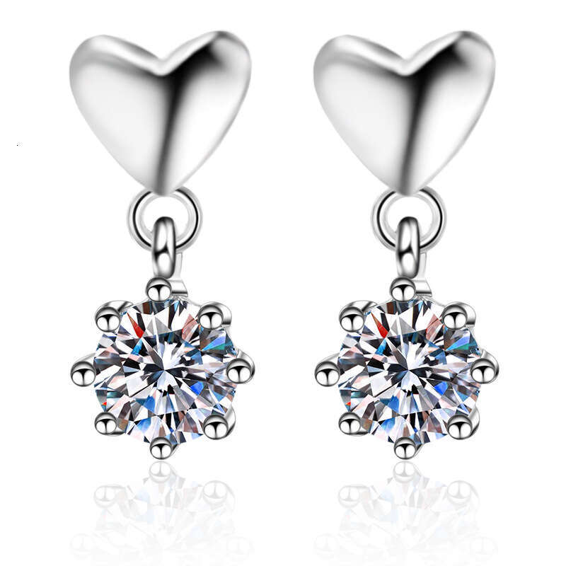 DHCollections-- Xindeyi Pure Sier for Women Moissanite Simple Heart-shaped Earrings Plated with PT950 Gold
