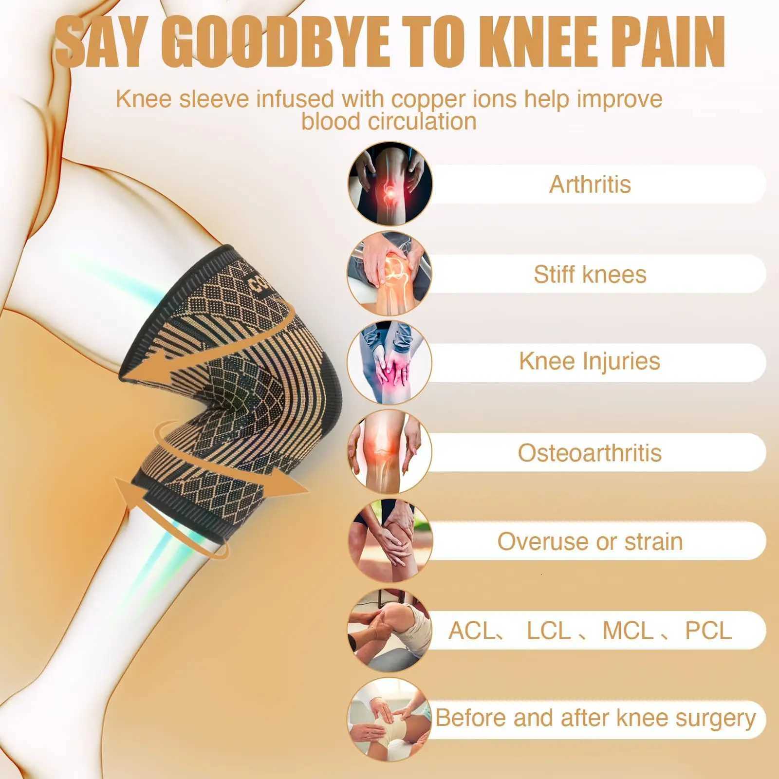 Copper Knee Braces for Women and MenCopper Compression Knee Sleeve for Knee PainArthritisACLKnee Support for RunningW251024