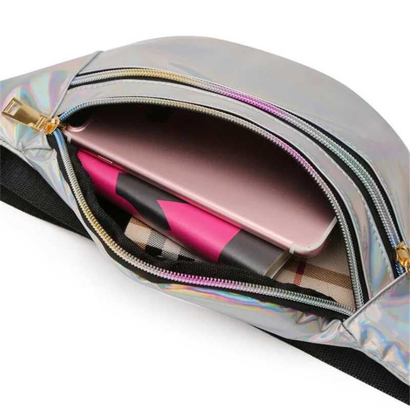 PU Leather Geometric Pattern Chest Bags for Girls Boys Laser Waterproof Sports Waist Pack Pocket Crossbody BagsL251024
