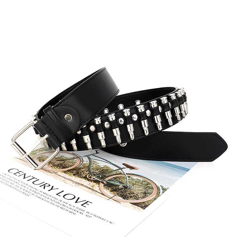 Authentic Rock Chic Bullet Rivet Leather Belt Edgy Womens Fashion Belt with Goth Studs W251024