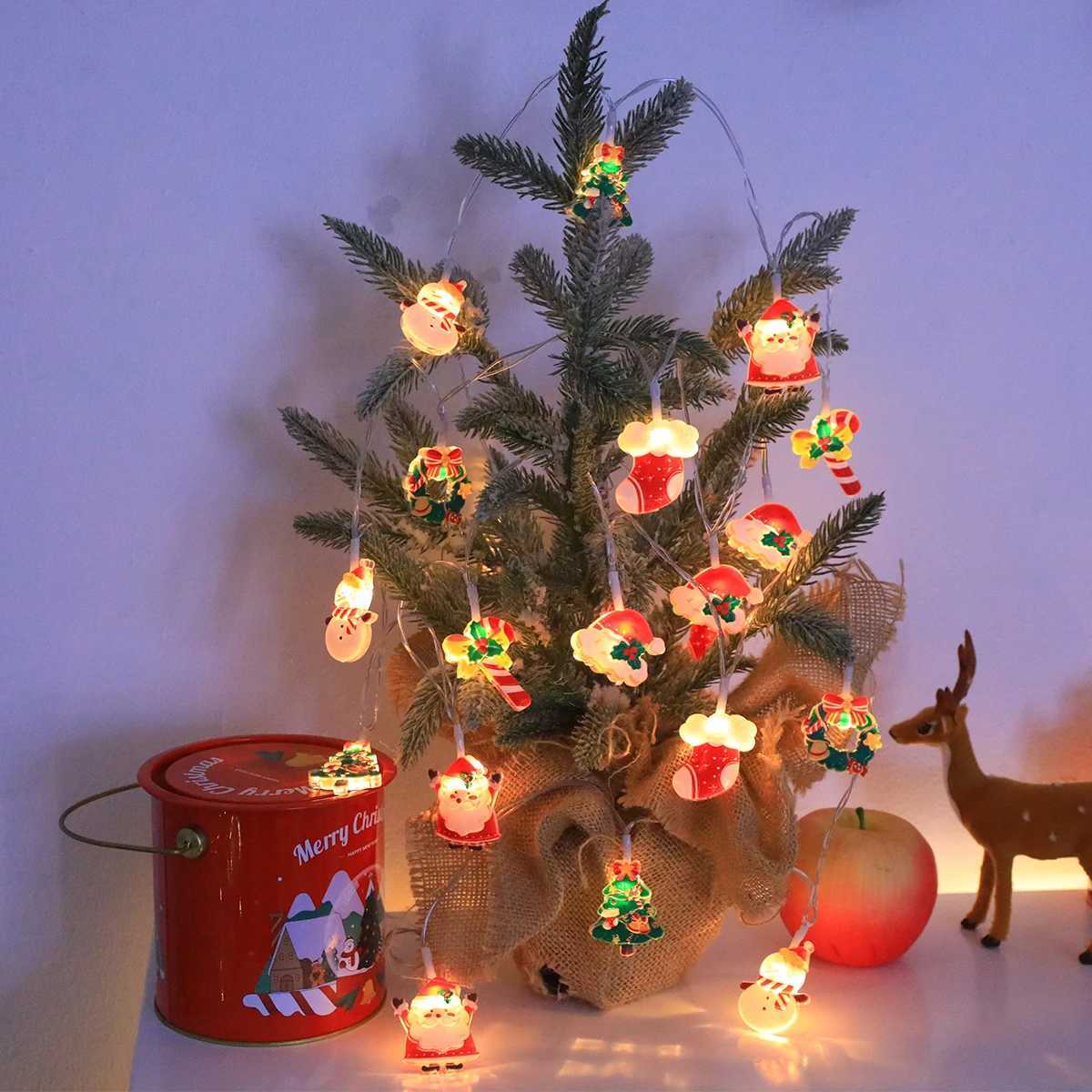 LED Christmas String Lightswith SantaSnowmanCandy CaneChristmas StockingSnowflake Designs for Christmas PartyIndoorTree C251024