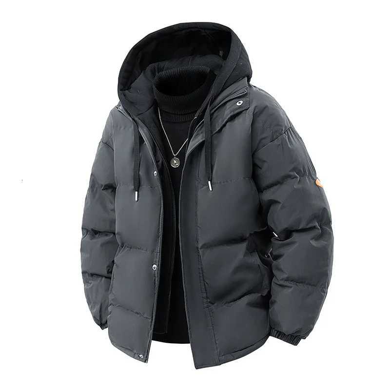 2025 Mens Warm Parkas Casual CottonPadded Jacket Winter Men Trendy Fake Twopiece Hooded Bread Cottonpadded Jackets Coats Z251024