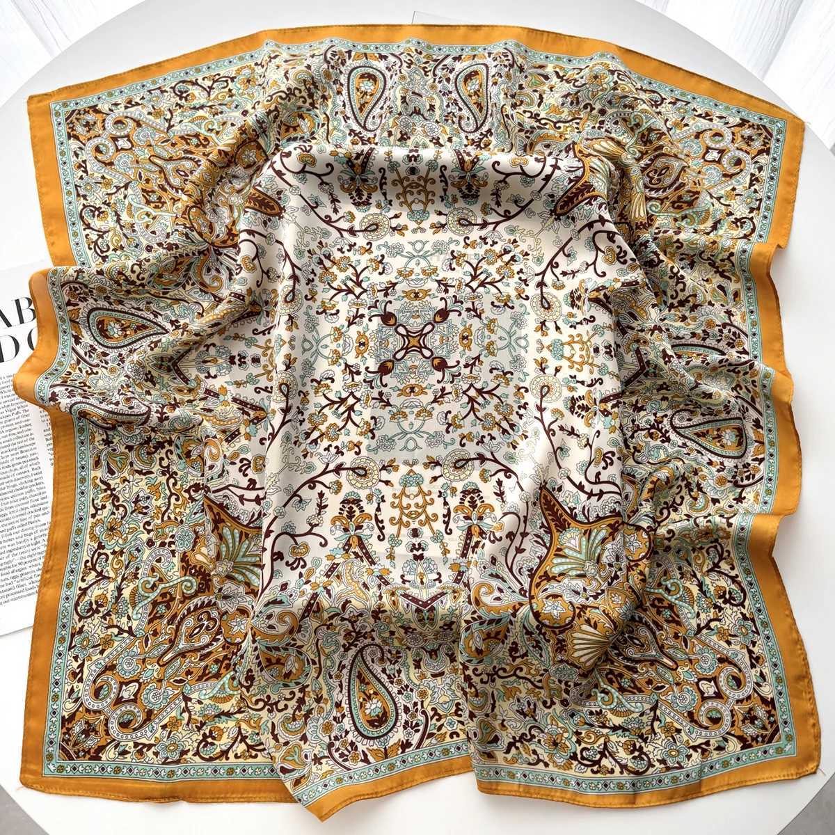 2025 Silk Shl Square Scarf For Wen Print band Foard Satin Hijab Hair Bands Neckerchief Fem Wrs Bandana Y251024