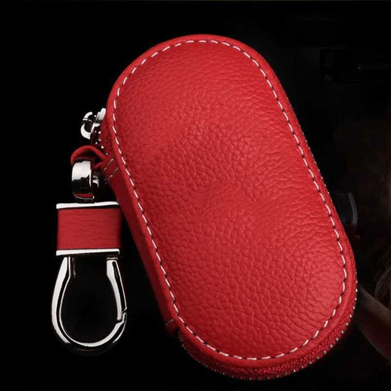 Leather Car Key Case Zipper Keychain Cover with Card Slot Housekeeper Organizer for Men Women Gift Ready Z251023