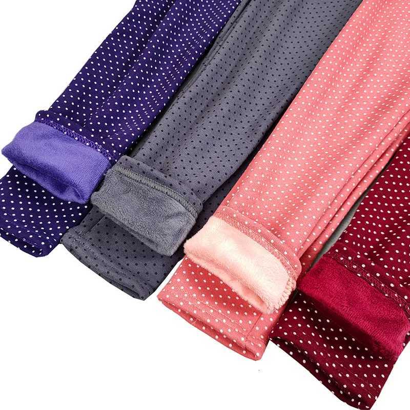 Sweet Leggings Girls Dot Velvet Pants Autumn Winter Kids Cotton Stretch Warm Trousers Baby Girls Elastic Waist Slim PantsT251024