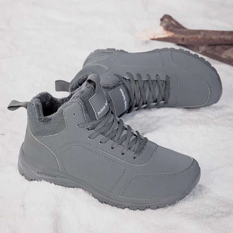 Winter Mens Boots Warm Plush Mens Snow Boots High Quality Winter NonSlip Sneakers Outdoor Mens Hiking Ankle Boots Work Shoes251020