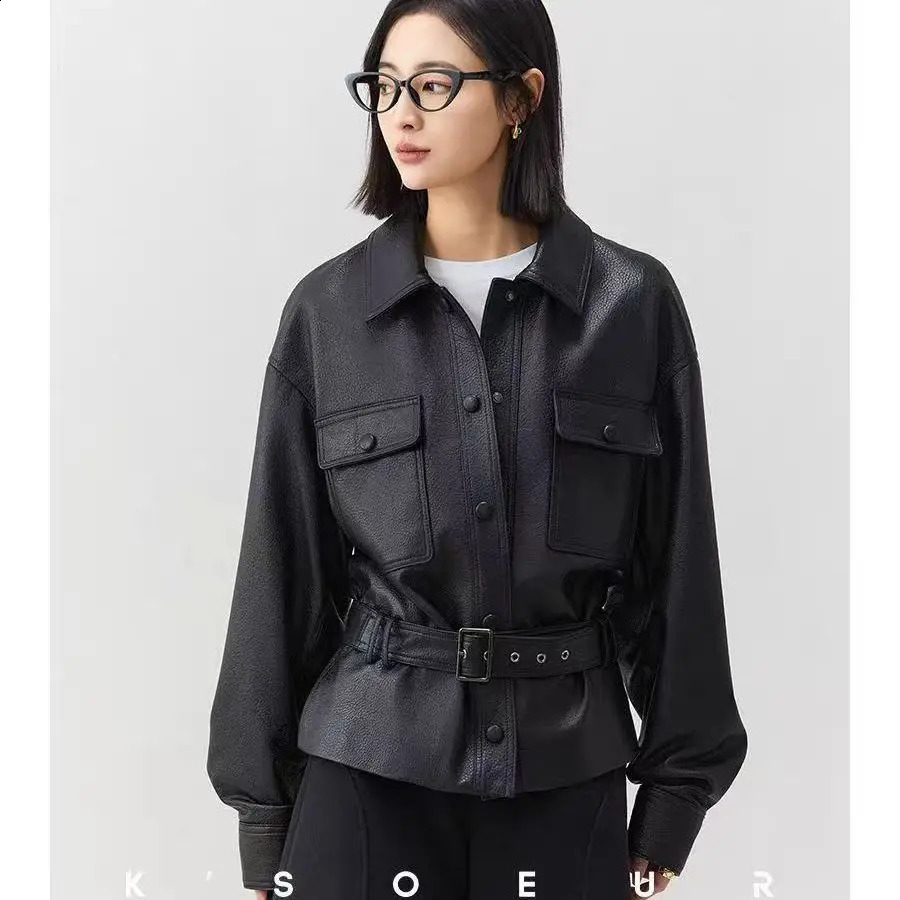 High Quality Womens PU Leather Jacket Autumn Artificial Leather Coat Fashion Ladies Motorcycle Leather Jackets Tops 251020