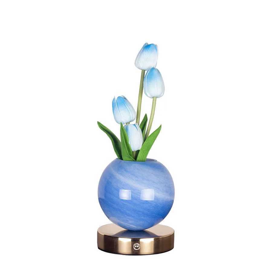 New tulip night light simulated flower bouquet table lamp decorative bedroom bedside mood light dreamy planet lamp C251115