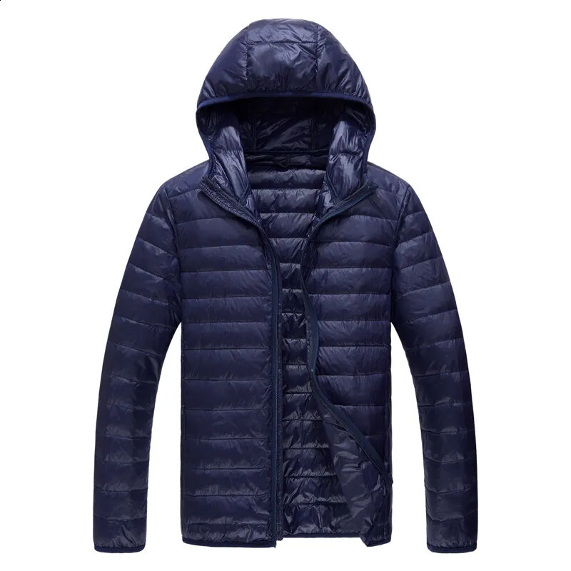 Navy Up To Standard White Duck Down Lightweight Hooded Down Jacket for Men Treasure Blue Large Size Hoodless Warm Coat 251020