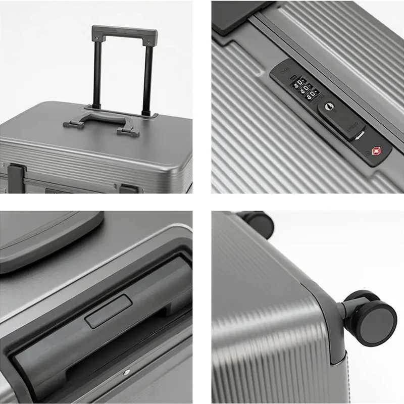 Aluminum Alloy Frame Suitcase with TopOpening ABS Design Universal Wheels and Customs Code Lock for TravelW251024