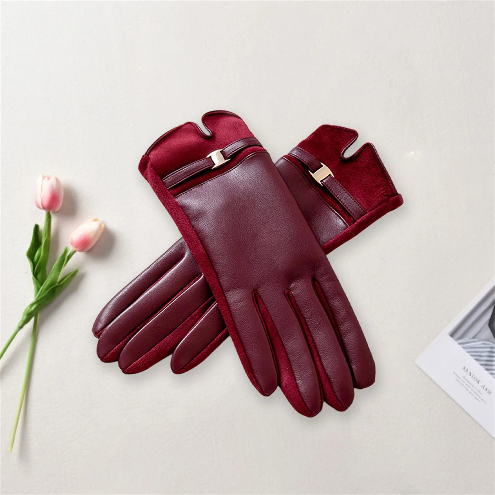 Women Winter Gloves Faux Fur Lined Waterproof Touch Screen Gloves Thermal Gloves for Snowy Weather Activities Outdoor 251020