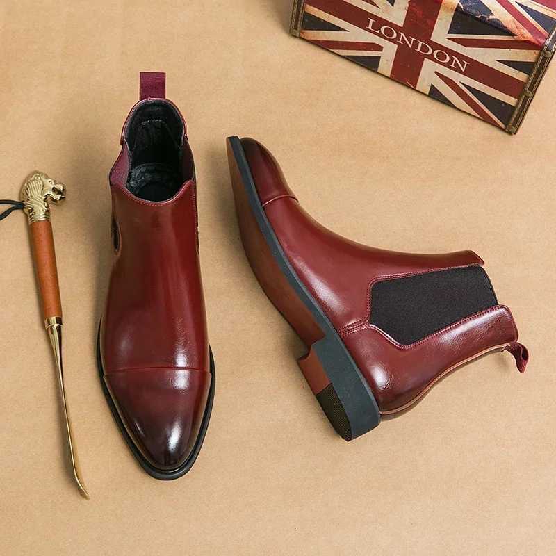Luxury Brand Mens Chelsea Boots New Outdoor Red Sole Square Shoes Handmade Toe Business Ankle Boots for Men Dress Boots 2024 W251024