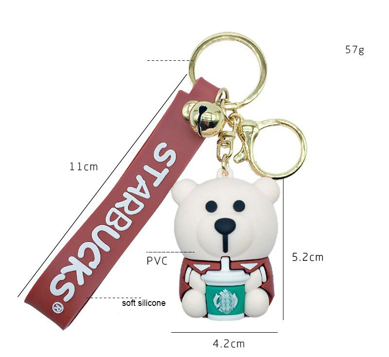 New Milk Tea Cup Bear Keychain Epoxy Resin Doll Car Key Ring & Bag Charm, Claw Machine Gift (Wholesale)