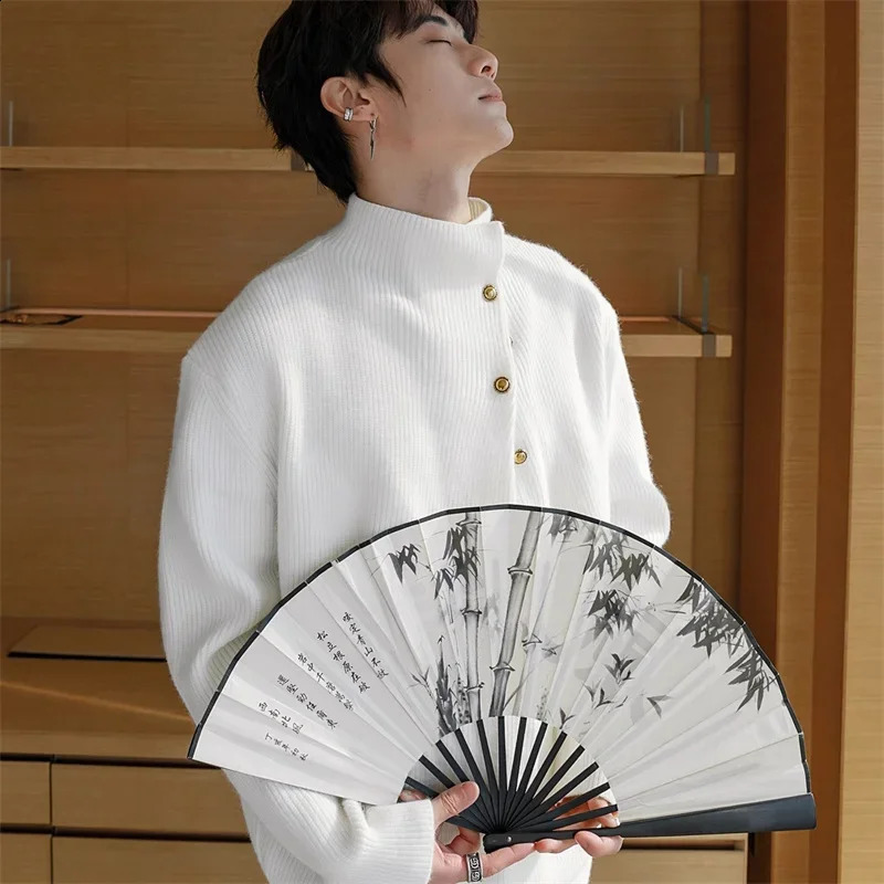 HalfTurtleneck Button Sweaters Men Winter Korean Fashion Knitted Pullovers Business Casual Christmas Jumpers 251023