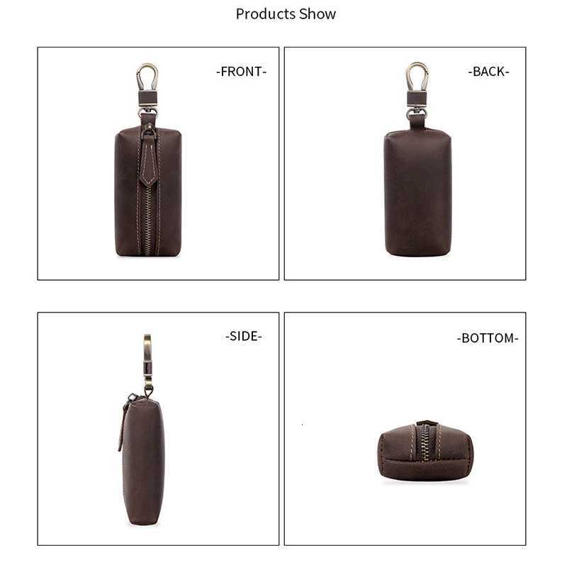 Genuine Leather Zipper Car Key Case Coin Purse Wallet with Key Car Smart Change Purse Coin Pouch Keychain Holder for Men Women Z251023