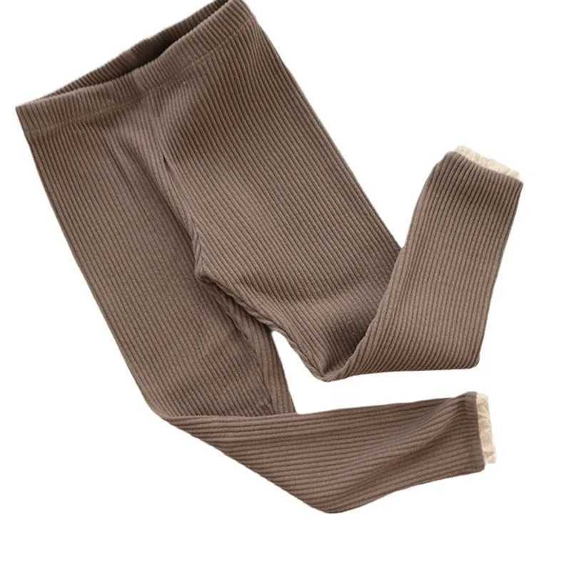 Spring New Children Cotton Ribbed Leggings Baby Girl Solid Lace Tight Pants Toddler Stretch Pants Kids Casual Versatile TrousersT251024