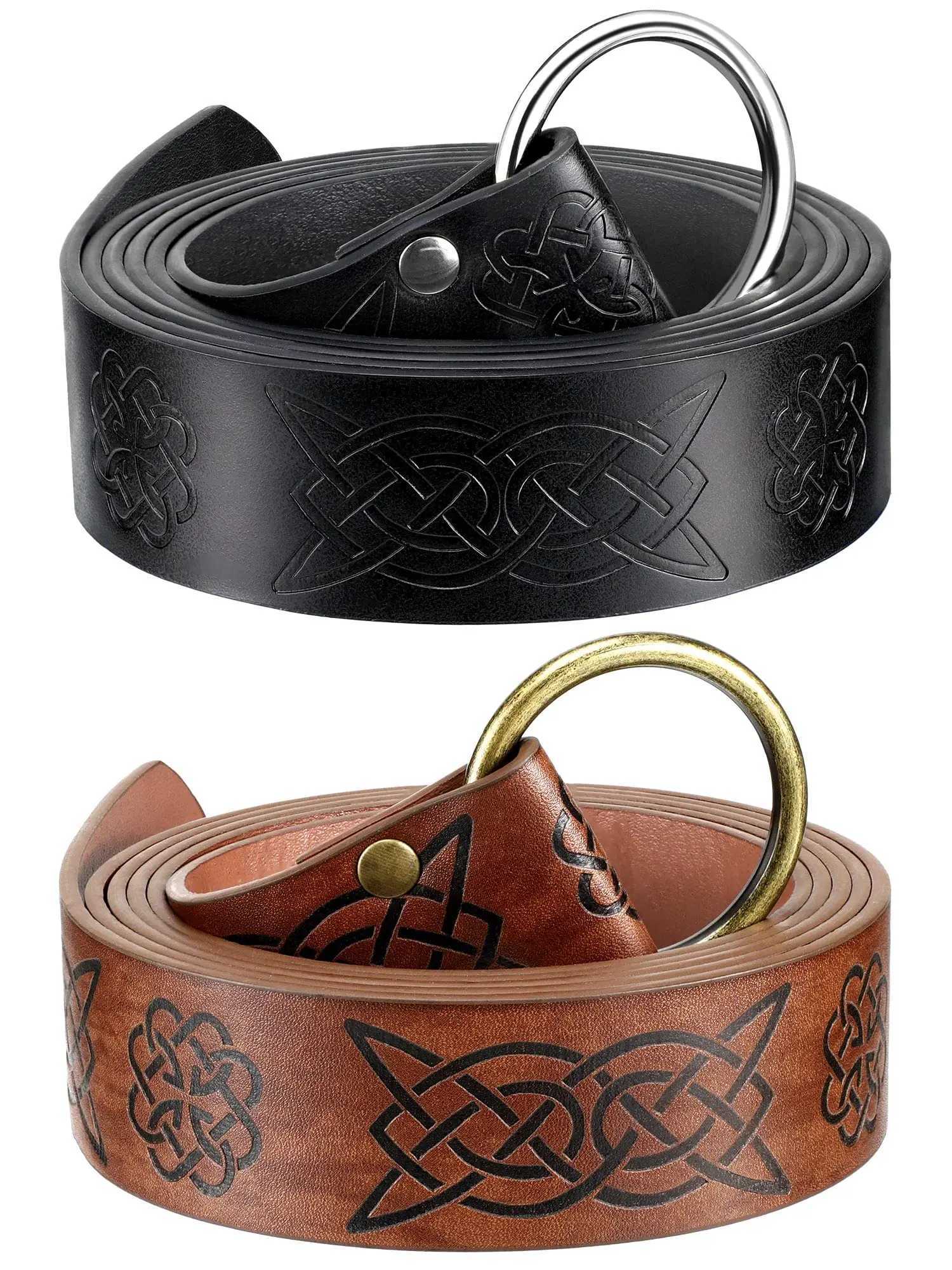 Viking Adventure Warrior Renaissance Belt Celtic Belt Mens Leather Medieval Belt Embossed Cosplay Costume Accessory W251024