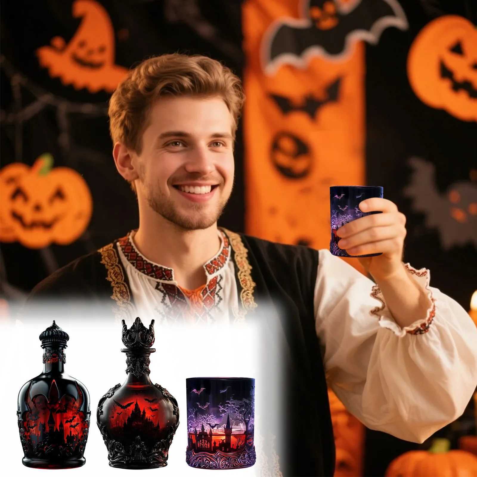 Halloween Theme Whiskey Bottle Wine Gothic Exquisite Beautif Whiskey Bottle Wine Decanter for Bar Decor Collectors Gift Y251024