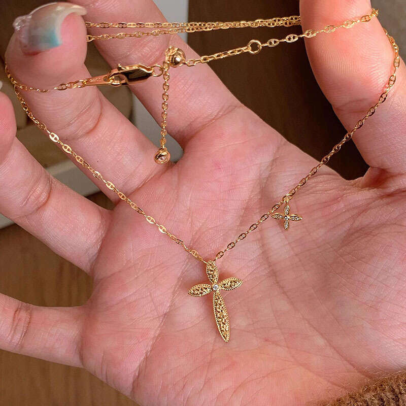 High-end Cross Pendant Necklace for Women Long Accessory Jewelry Niche