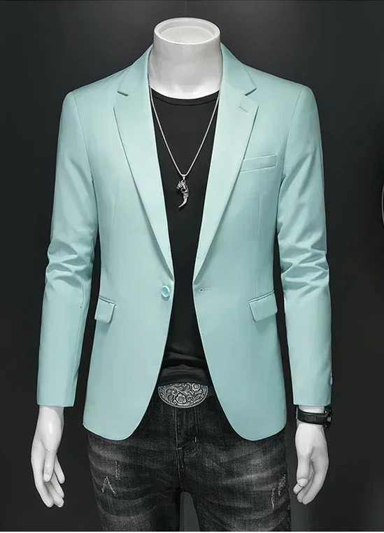 Fashion Mens Business Casual Blazer Black White Red Green Solid Color Slim Fit Jacket Wedding Groom Party Suit Coat M6XL 251023