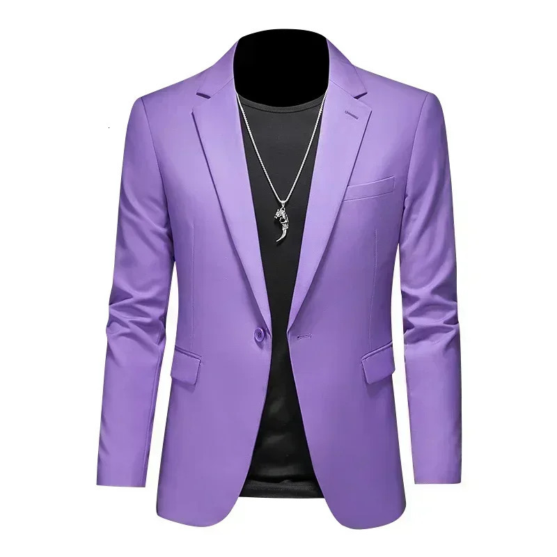 Fashion Mens Business Casual Blazer Black White Red Green Solid Color Slim Fit Jacket Wedding Groom Party Suit Coat M6XL 251023