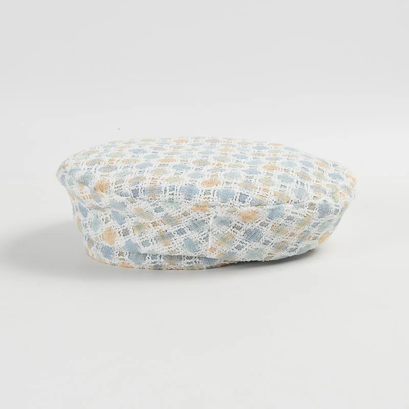 Autumn Spring Women Berets Sweet CandyColored Plaid Beret Hat for Women Tweed Beret Hat 251023