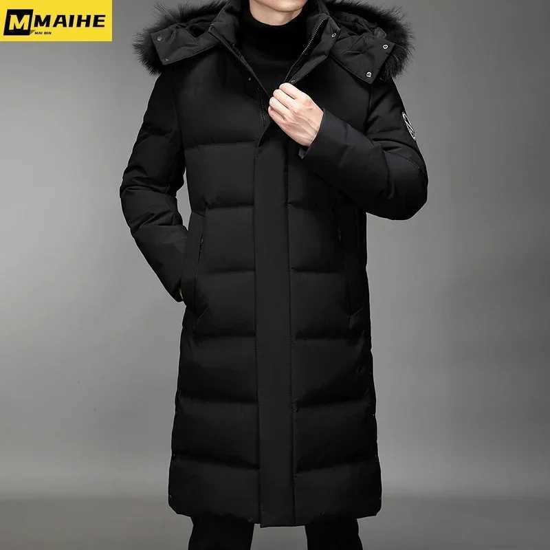 Mens Thickened Down Jacket 30 Winter Warm Down Coat 2024 New Men Fashion Long White Duck Hooded Down Parkas Plus Size 5XL Z251024