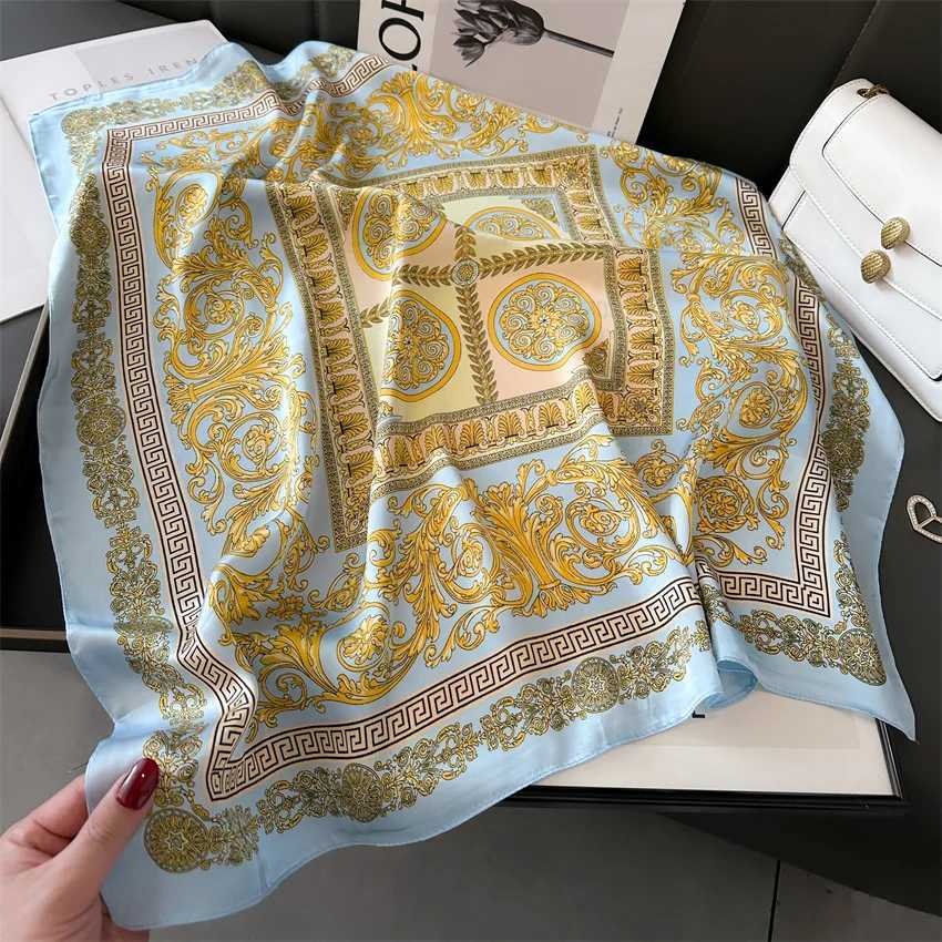 New Seasons Fashion Print Silk Square Scarf 70x70cm Fashionable Seasons band Luxury Sunscreen Shl Bandan Y251024
