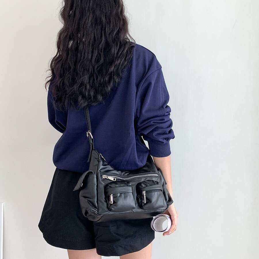 Soft Leather Silver Large Capacity Crossbody Niche Design Fashion Versatile Shoulder High-End Commuter Bag For Women B5