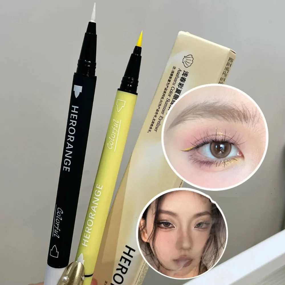 Pearlescent 2 in 1 Liquid Eyeliner Pen Waterproof Matte Glitter Brightening Highlighter White Blue Shimmer Eye Liner MakeupL251024