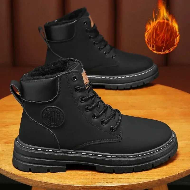 Mens Boots Autumn 2025 High Top Workwear Boots British Style Korean Version Thick Soled Lace Up Anti Slip Warm Waterproof Boots W251024