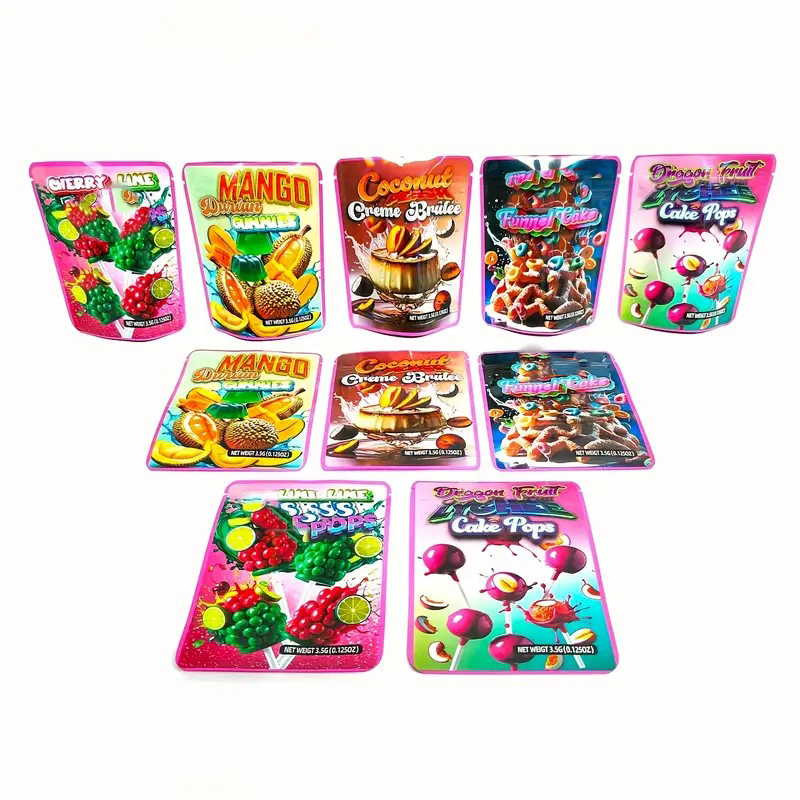 Empty Cake Mylar Bags 3.5g Smell Proof Zip Lock 3.5 Plastic Pouch Soft Touch Packaging Storage Bag For Small Items