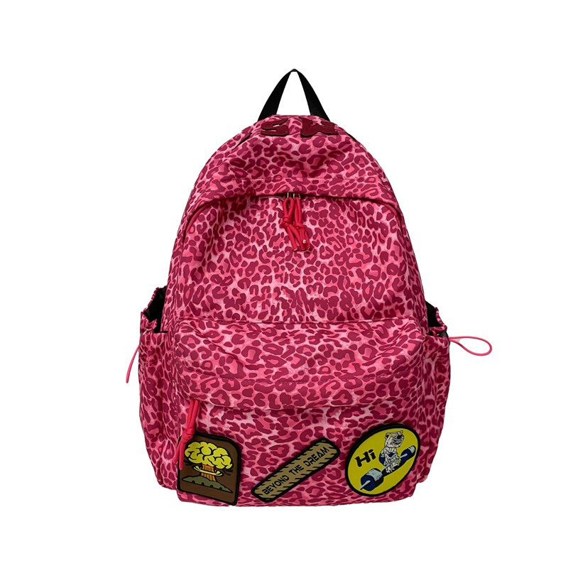 New Trendy Leopard Print Large Capacity Korean Style Female Junior High School Niche Casual Student Backpack