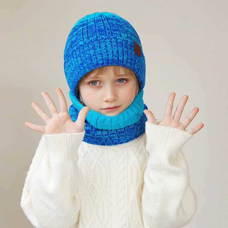 23Pcs Kids Knitted Hat Set Plush Lining Winter Children Beanie Hat Scarf Gloves Suit Child Hat Kids Cap for Boys Gift 410YL251024