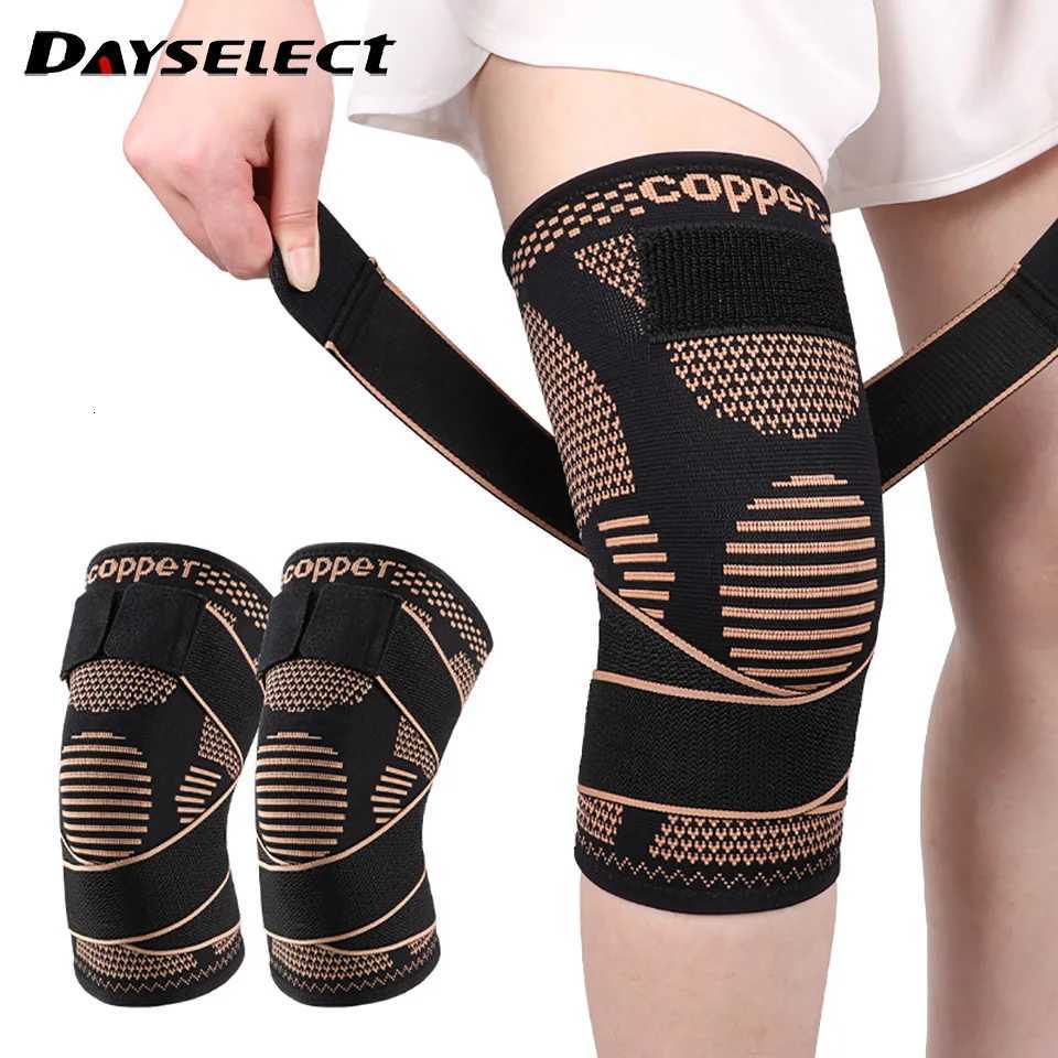 1Pcs Sports Copper Ion Strap Knee Pads Nonslip Knitted Nylon Knee Pads Fitness Jump Rope Basketball Running Gear Men WomenW251024