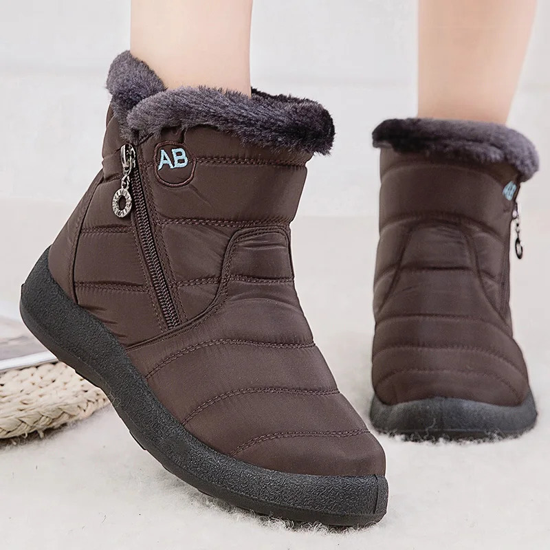Boots Womens Ankle Boots With Fur Waterproof Snow Botas Mujer Elegant Winter Shoes For Woman Winter Boots Casual Black Footwear251020