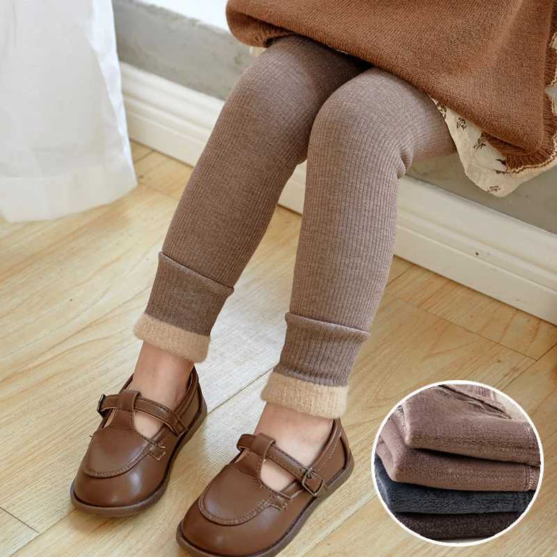 2024 Autumn Winter Baby Girls Pant Baby Cotton Warm Leggings Childrens Velvet Pants Solid Trousers Kids Clothes Korean StyleT251024