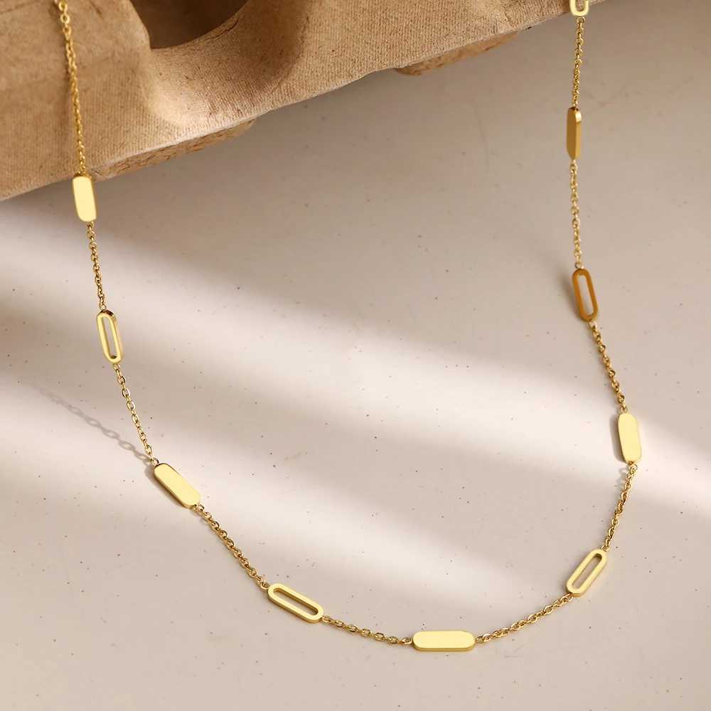 Stainl Steel Necklaces Geometric Round Rectangle Hollow Rectangle Choker Chain Trending Products Necklace For Women JewelryXJ251024