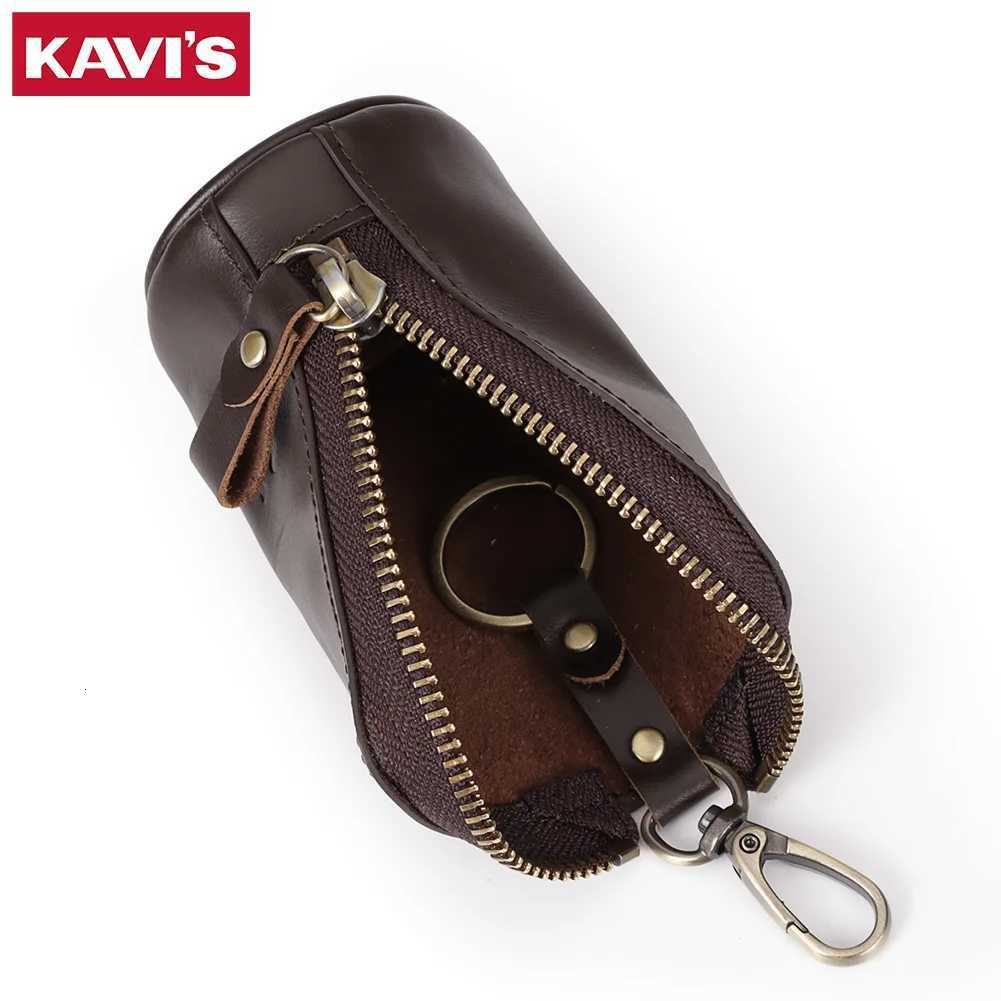 Vintage Genuine Leather Key Case Coin Purse Multifunctional Zip Key Holder Wallet with Key Ring Hook to Organize Keys Coins Z251023