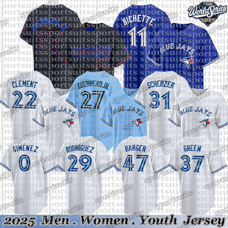 #27 Vladimir Guerrero Jr. Jersey #11 Bo Bichette Jersey #4 George Springer 2025 World Series Blue Jays Jerseys Kevin Gausman Chad Green Alejandro Kirk Baseball Jerseys