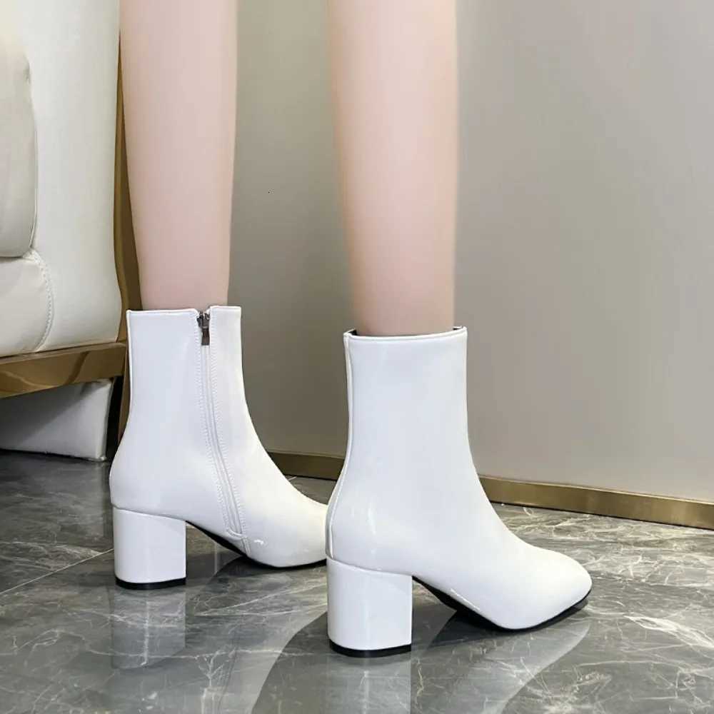 Solid Color Womens Fashionable Ankle Boots with Elegant and Comfortable Side Zipper Mid Heeled Short Boots in Sizes 3542 W251024