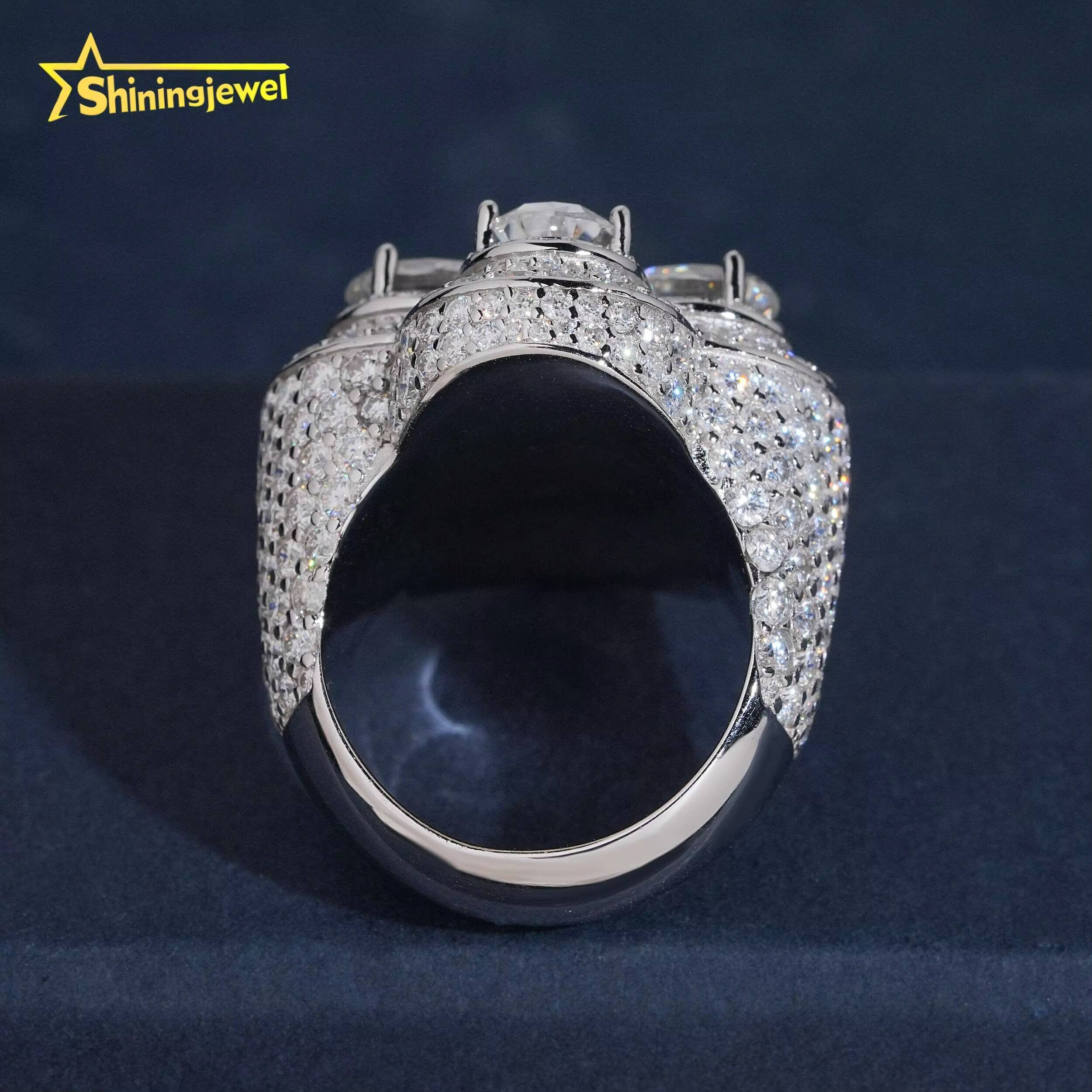 Trendy Women Men Wedding Rings Fine Jewelry GRA Certificated Silver 925 Clover Style Iced Out VVS Moissanite Ring